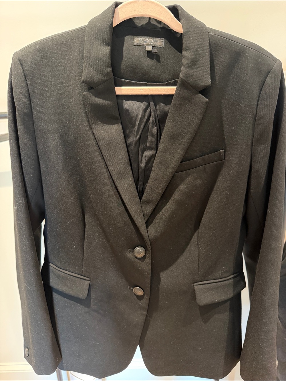 Rag and Bone Black Single-Breasted Tailored Blazer